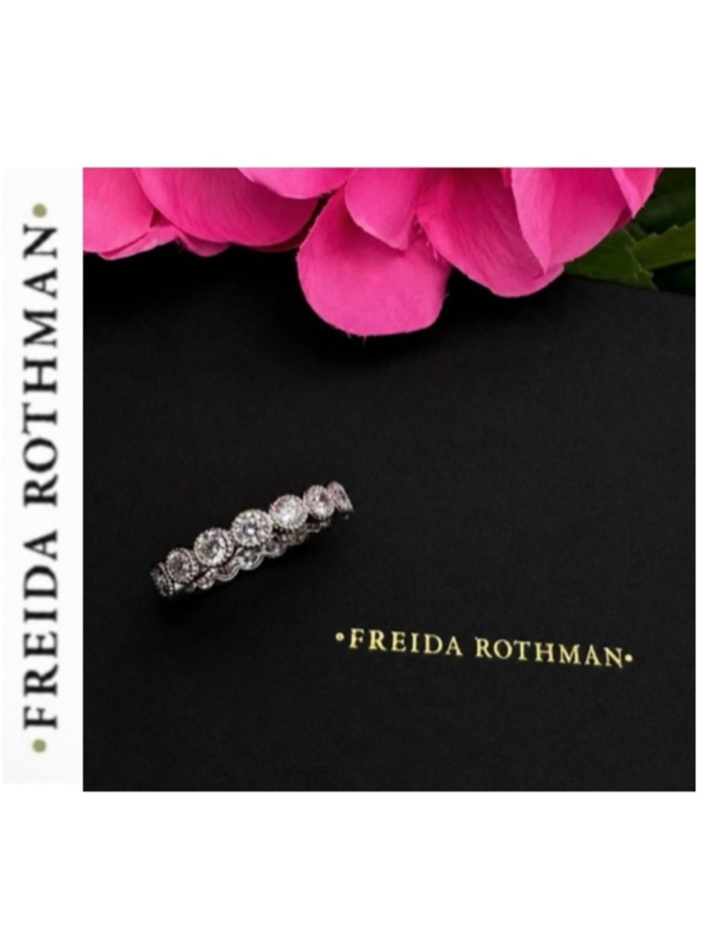 Freida Rothman Vault Rhodium Bezel-Set Round Brilliant Cut CZ Eternity Band